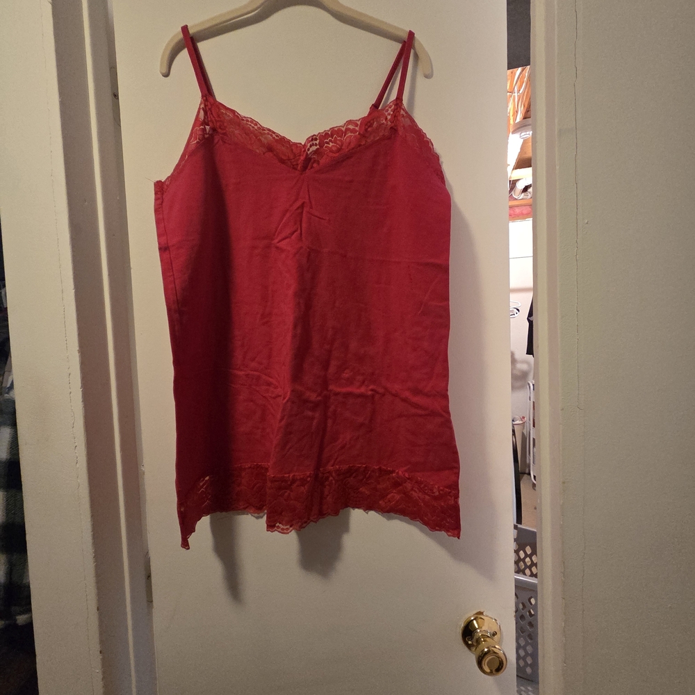 Elegant Red Lace Trim Camisole